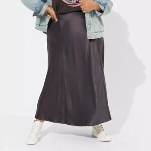 Torrid Maxi Stretch Satin Bias Maxi Skirt